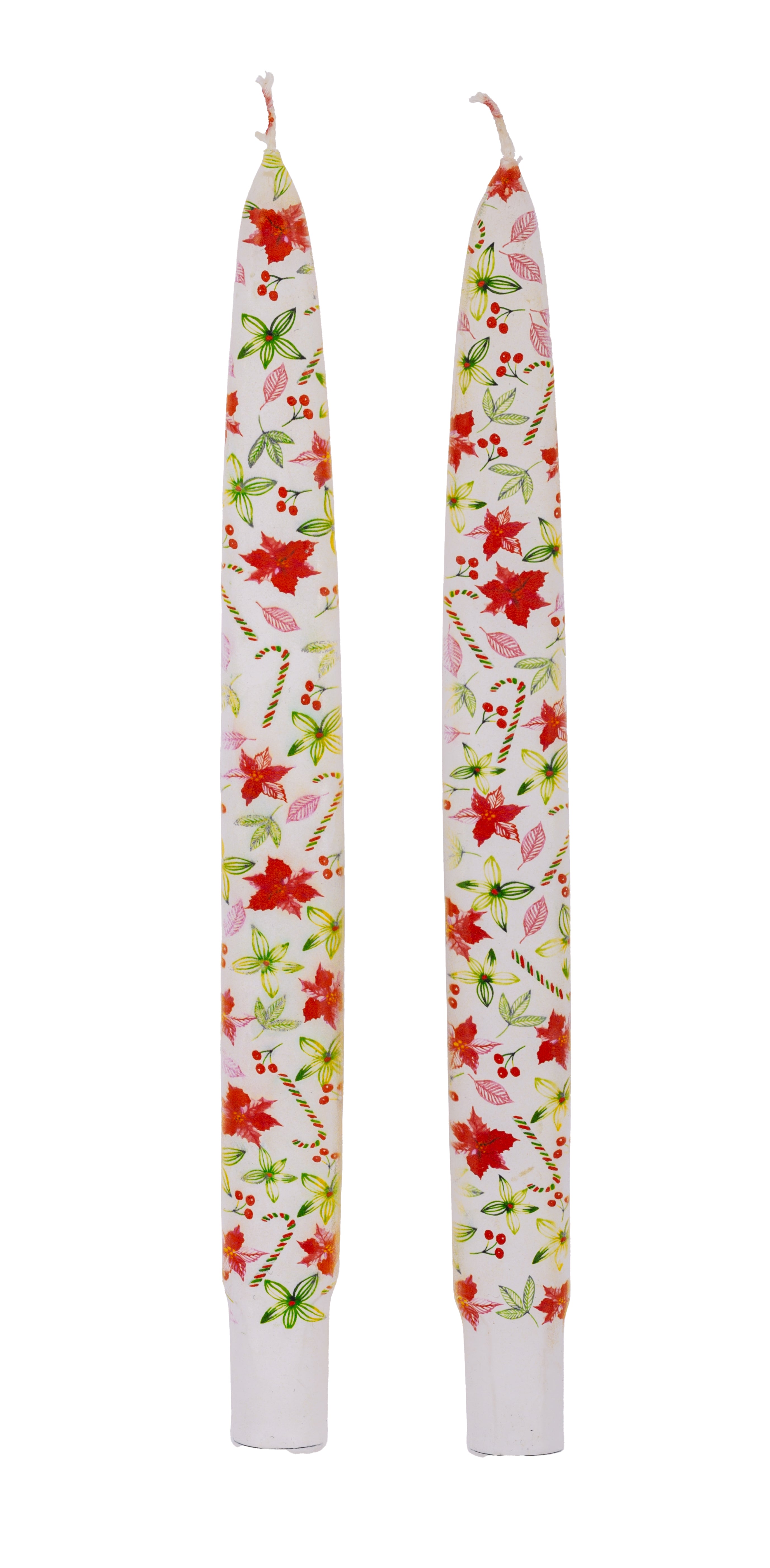 Christmas Poinsettias - Set of  2 Taper Candles