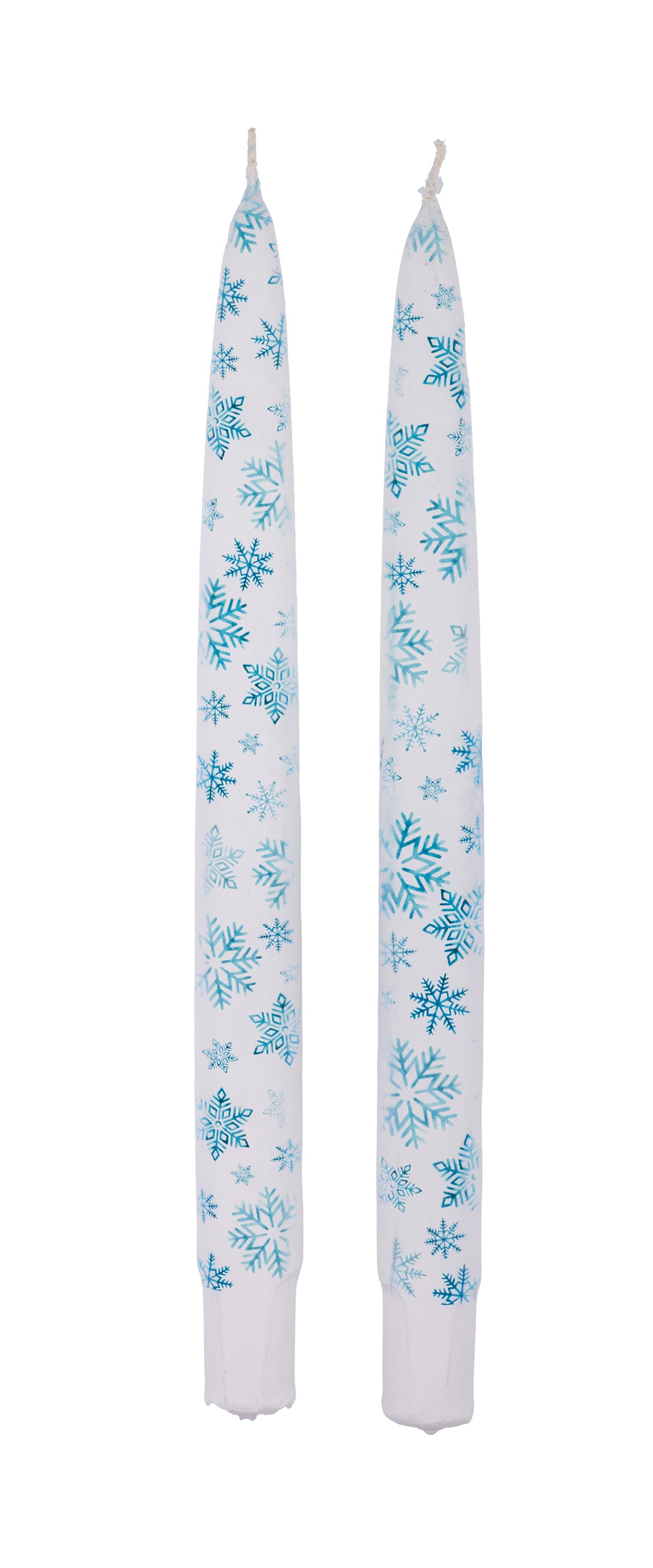 Blue Snowflakes - Set of  2 Taper Candles