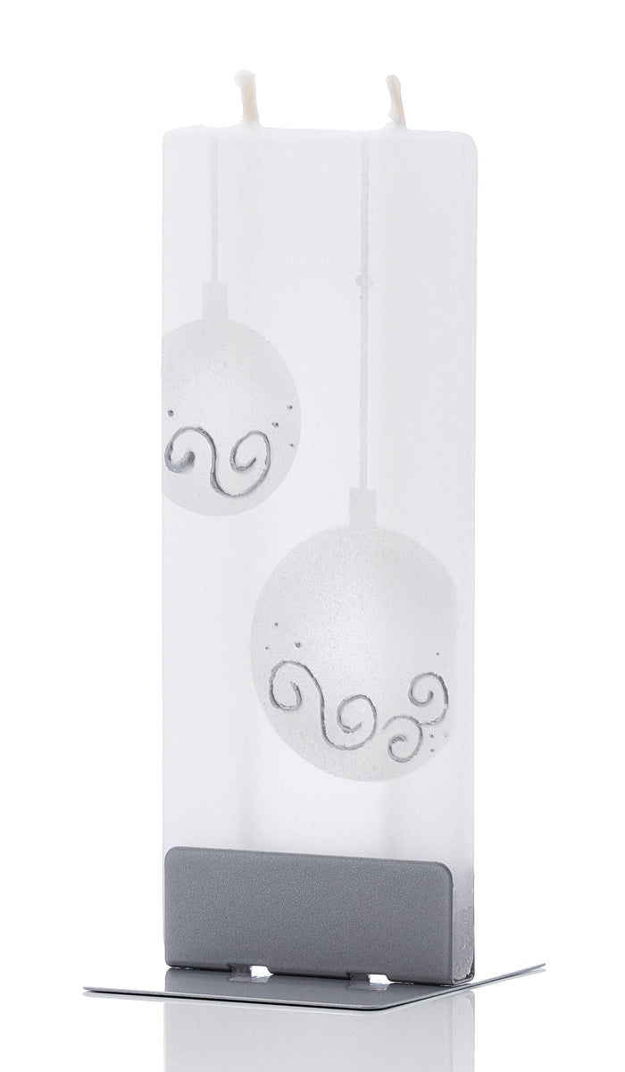 Christmas Ornament Balls, White with Silver