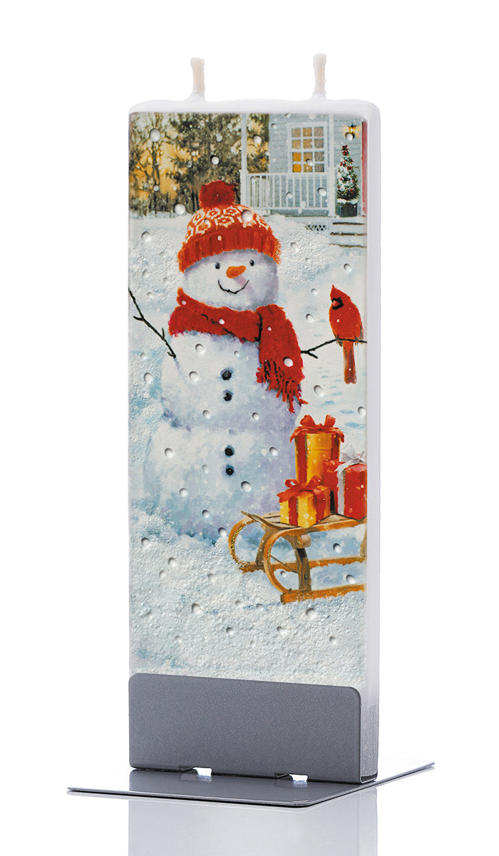 Snowman with Sled and Cardinal