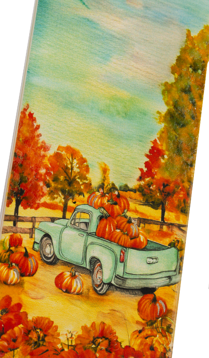 Blue Truck in Pumpkin Patch