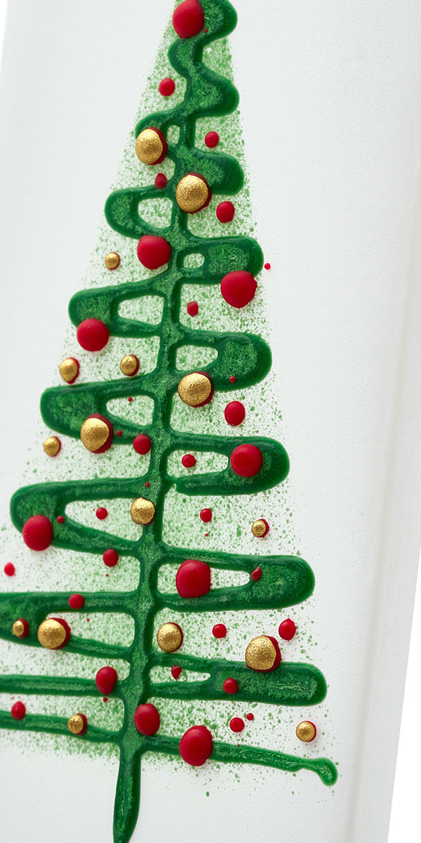 Green Christmas Tree with Red & Gold Ornaments