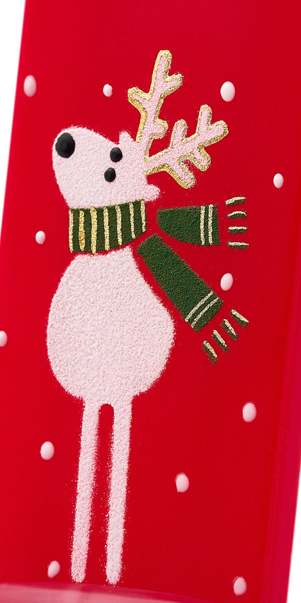 Reindeer with Scarf on Red Background