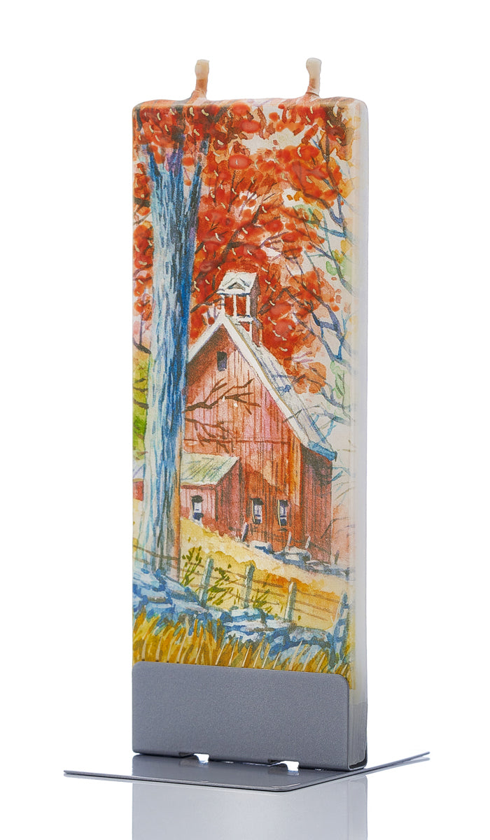 Red Barn in Fall Trees