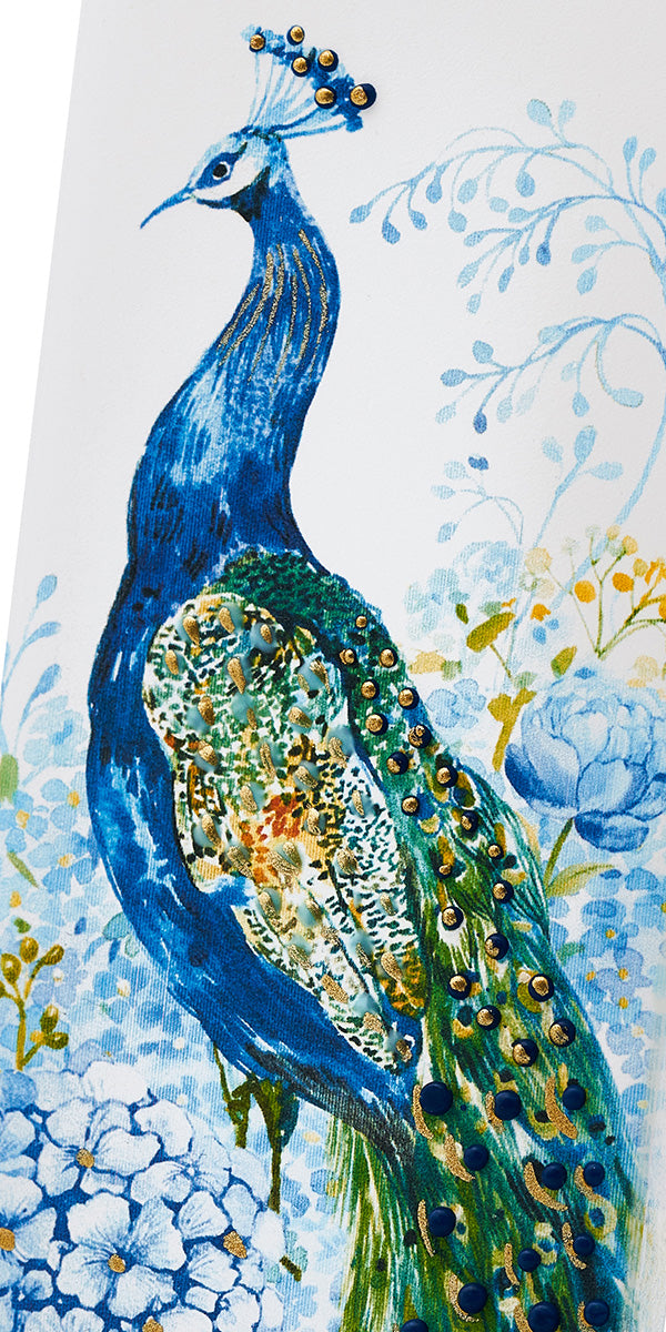 Realistic Peacock in Flowers