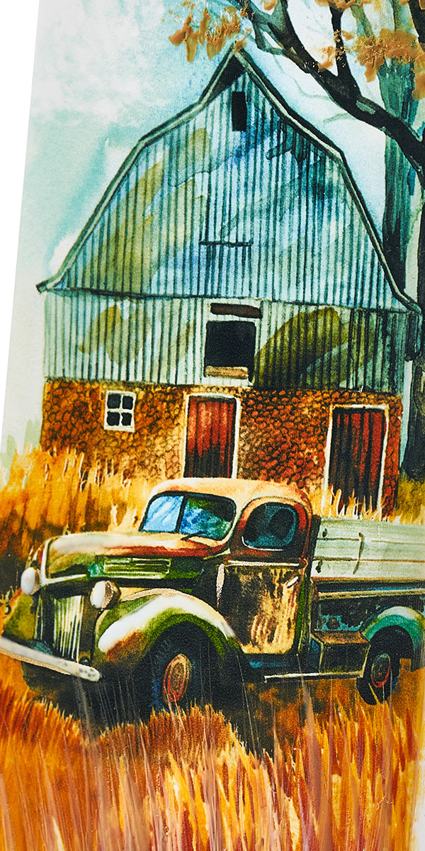 Pickup Truck and Barn in Field