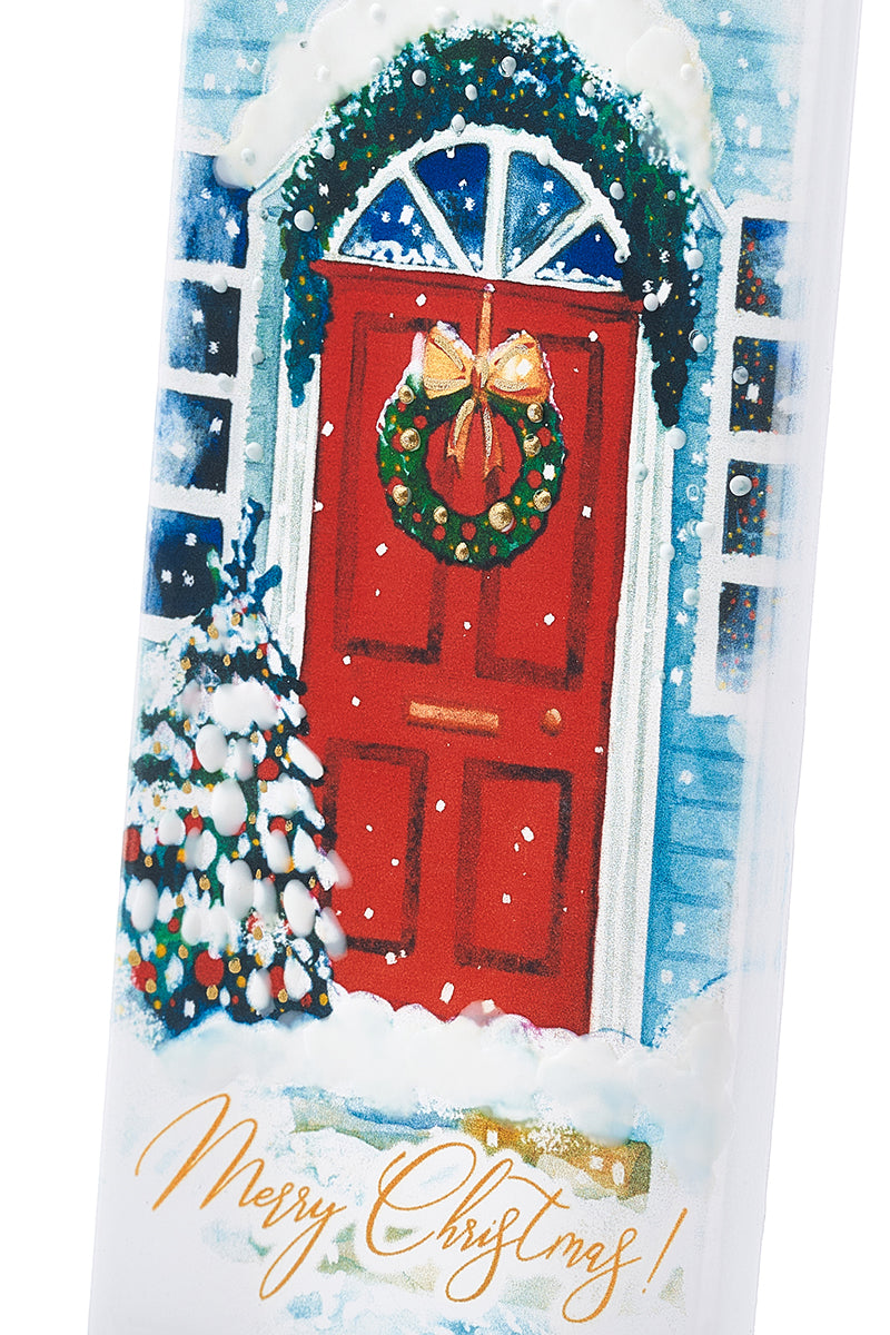 Merry Christmas Front Door with Wreath